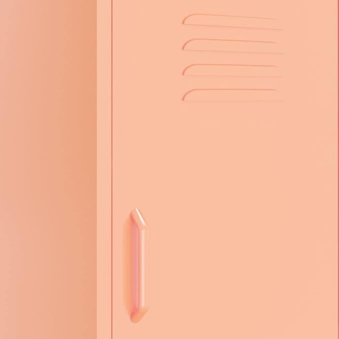 Modern Pink Steel Storage Cabinet with Adjustable Shelves, 40 Inch Tall Rectangular Design for Books DVDs Display, Sturdy Metal Organizer with Wall-Mount Safety Feature, Easy
