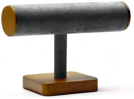 Oirlv Solid Wood Hovering T-Bar Jewelry Display Stand Watches Bracelet Necklace Bangle Holder Jewelry Organization(Grey)