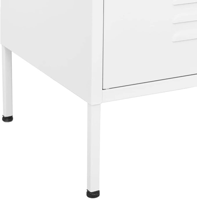 White Steel Storage Cabinet 31.5"x13.8"x40" with 3 Section Drawers, Heavy-Duty Organizer for DVDs, Multimedia Appliances, Books and Essential Items, Smooth Ballbearing