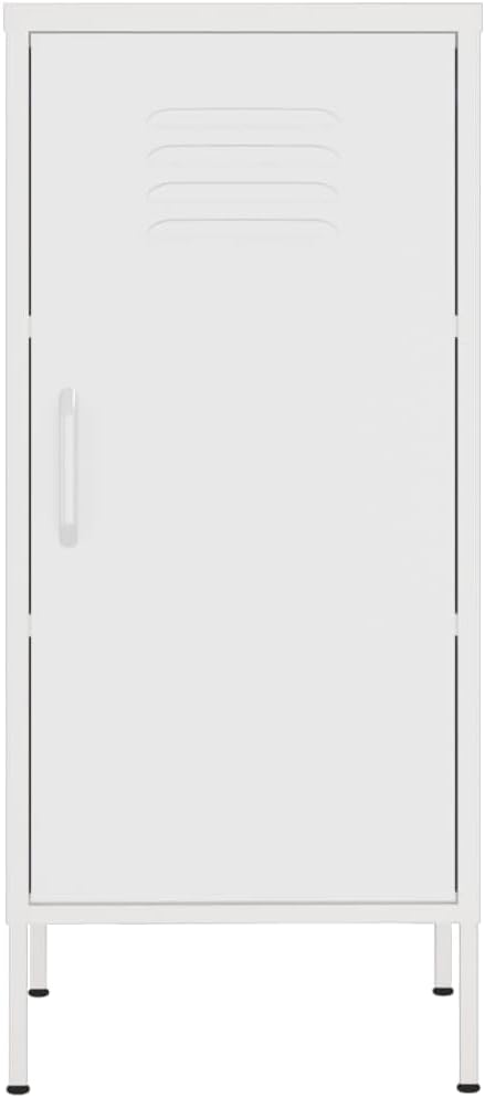 Modern Storage Cabinet with Adjustable Shelves, White Minimalist Steel Organizer for Living Room and Bedroom, Sturdy Construction for Books and Decor