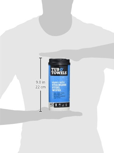 Tub O' Towels Heavy Duty Stainless Steel Wipes TW40-SS – 40 Count Multi Surface Cleaning Wipes for Appliances, Metal & Kitchen Surfaces