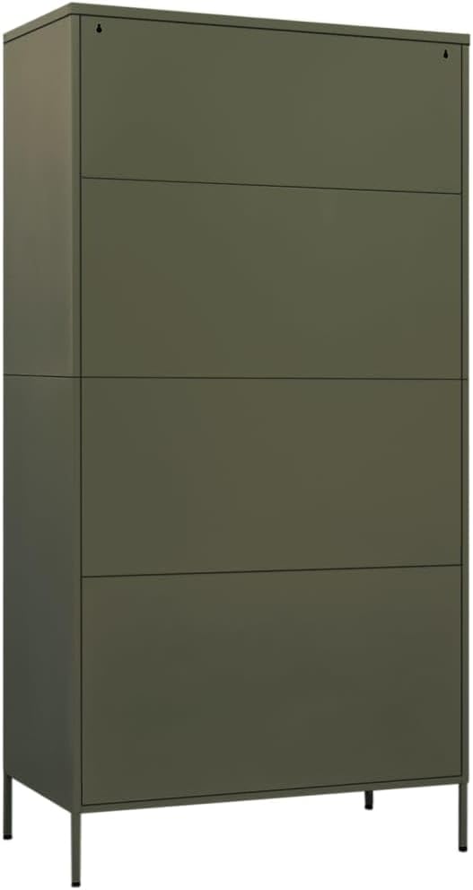 Metal Wardrobe Storage Cabinet,Employees Locker Wardrobe Industrial Steel Storage Cabinet with Hanging Rod, 4 Adjustable Shelves for Office, Garage, Home 35.4"x19.7"x70.9" Olive Green -AA