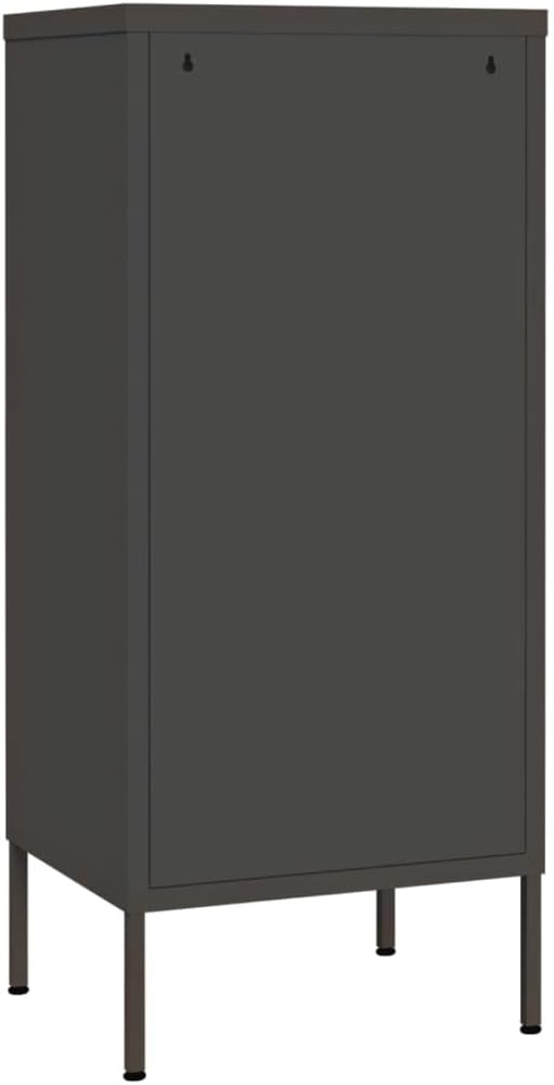 Modern Steel Storage Cabinet with Adjustable Shelves, Anthracite Matte Finish for Living Room and Office Organization, Durable Metal Construction
