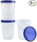 [32Oz - Blue - 3 Pk] Twist Top Food Storage Containers Leak-Proof, Airtight Soup Storage Canisters with Screw & Seal Lids BPA-Free, Stackable, Reusable Kitchen Essentials 32-Ounce
