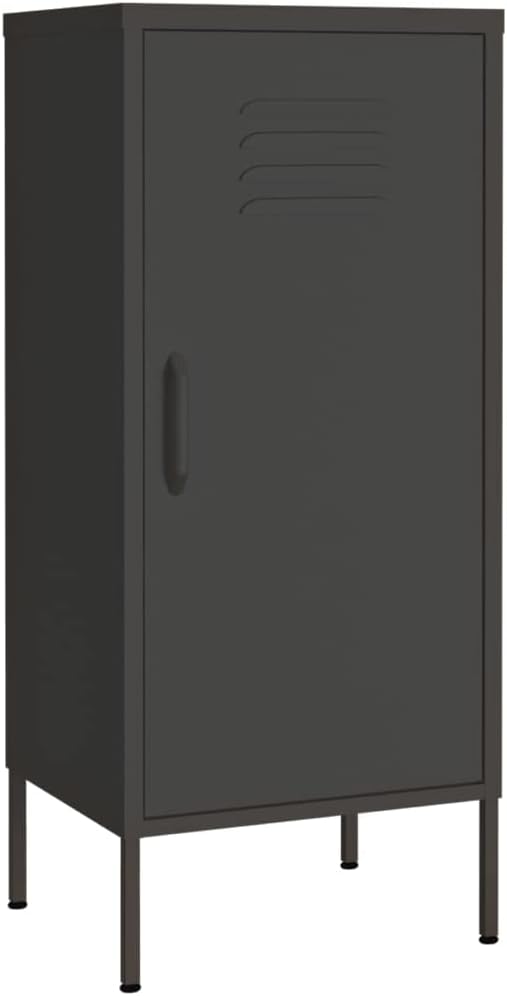 Modern Steel Storage Cabinet with Adjustable Shelves, Anthracite Matte Finish for Living Room and Office Organization, Durable Metal Construction