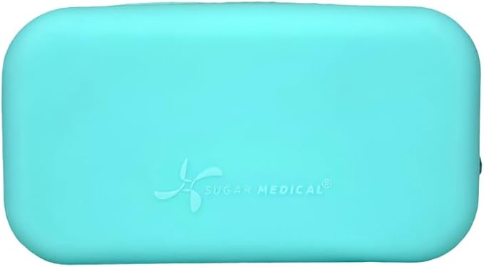Sugar Medical Tandem Travel Case for t:Slim X2 & Mobi Pump Supplies, Silicone Diabetes Organizer with Compartments for Infusion Sets, Cartridges & Insulin Vial (Aqua) | Silicone Organizer, Compact Design, Infusion Set Storage, Cartridge Compartments, I...