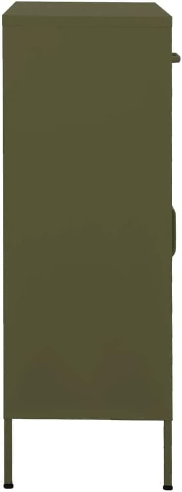 Olive Green Steel Storage Cabinet with Adjustable Shelf and Pull-Out Drawers, Durable Metal Organizer for Home Office, 31.5 x 13.8 x 40.0 Inches