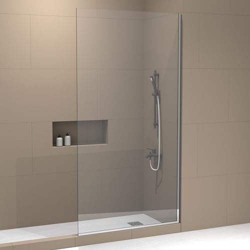 Royalty Fixed Shower Screen - 30" x 60" Frameless 3/8" Clear Tempered Glass Panel with Hardware - Easy Clean Smart Guard Coating - Minimalist Modern Design for Bathroom - Chrome