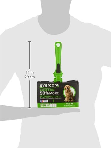Evercare All Purpose Pet Hair Lint Roller with 2 Refills,180 Sheets –Reusable Sticky Roller for Pet Hair,Cat & Dog_Hair Remover,Lint Remover,Pet_Hair_Remover for Furniture,Clothing & Cars (Pack of 6)