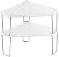 mDesign Plastic/Steel Freestanding Foldable Corner Stackable Organizer Shelf for Kitchen, Counter, Pantry, Cabinet Storage, Holds Plates, Dishes, Ligne Collection, 2 Pack - Clear