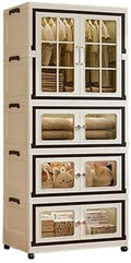SunSettler Storage Cabinets with Lids, Stackable Storage with Wheels, Collapsible Storage with Doors, Home Office Dorm Organizer Essential