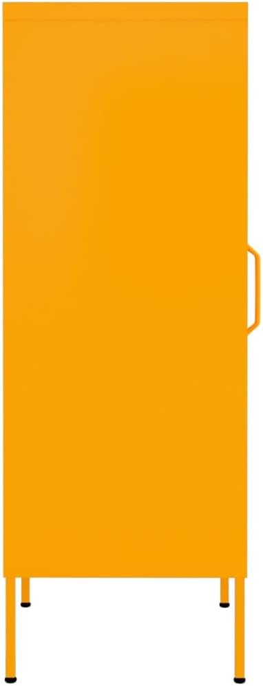 Modern Mustard Yellow Steel Storage Cabinet with Adjustable Shelves, Durable Medium Cabinet for Living Room or Bedroom, Spacious Three Compartment Organizer for Books