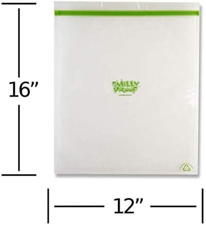 Smelly Proof Reusable Food Storage Bags, Reusable Freezer Bags, MADE IN USA, Dishwasher-Safe, BPA FREE, NO PEVA, XXL 3-mil, Extra Large Clear FLAT 2-Gallon 12” x 16”, 15-Pack