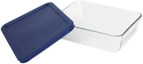 Pyrex Simply Store 6-Cup Rectangular Glass Food Storage Dish,Blue Made in the USA
