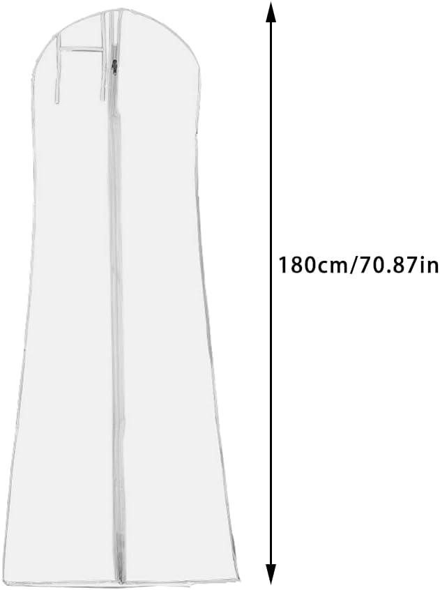 DressGarment Bag, Dirt-Proof Suit Cover Bag with Zipper for Long Dresses, Wedding Dress Garment Bag, Clear Garment Bags for Long Bridal Gown Dress Storage(180cm)