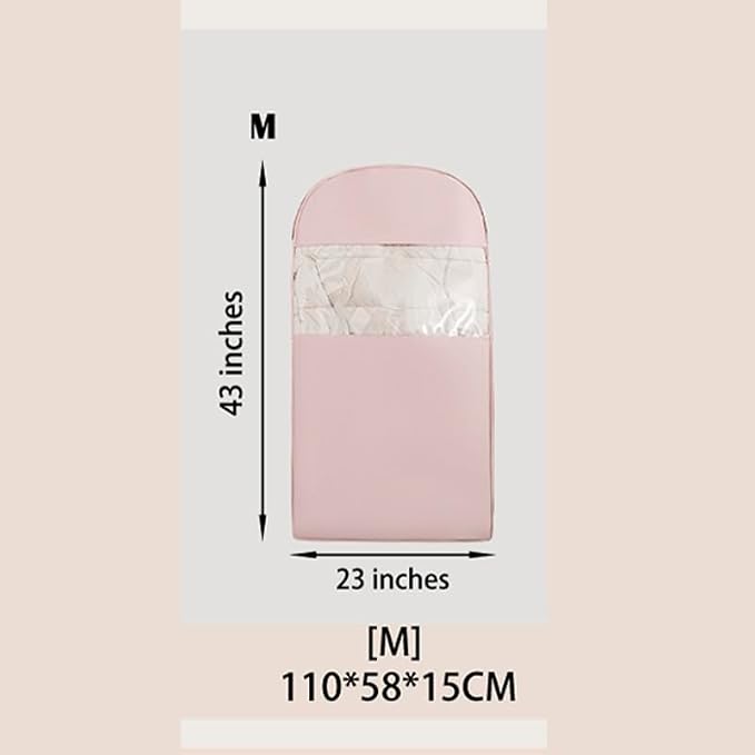 Space Saving Hanging Garment Bag with Compression Zipper. | For Closet Storage, Garment Bag for Coats and Down Jackets.(Pink，M)