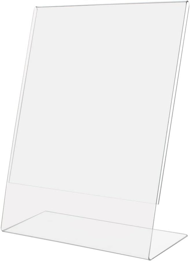 SOURCEONE.ORG Best Value 8.5 X 11 Inches Thick Acrylic Slant Back Sign Holder Ad Frame Picture Frame, Clear Acrylic Perfect for Trade Shows, Museums, Retail Stores (48 Pack)