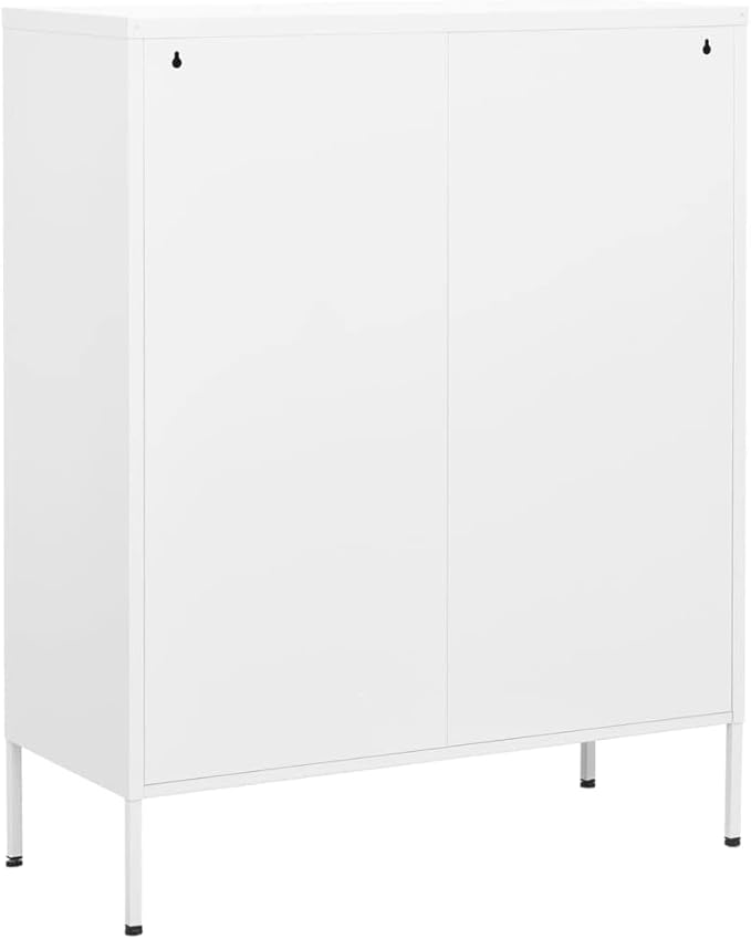 White Steel Storage Cabinet 31.5"x13.8"x40" with 3 Section Drawers, Heavy-Duty Organizer for DVDs, Multimedia Appliances, Books and Essential Items, Smooth Ballbearing