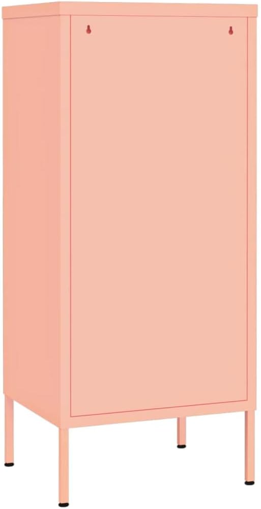 Modern Pink Steel Storage Cabinet with Adjustable Shelves, 40 Inch Tall Rectangular Design for Books DVDs Display, Sturdy Metal Organizer with Wall-Mount Safety Feature, Easy