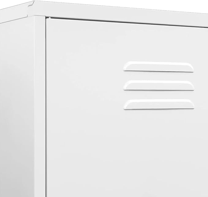 Metal Side Storage Cabinet Organizer, Employees Locker Industrial Steel Storage Cabinet with, 4 Adjustable Shelves for Office, Garage, Home 35.4"x19.7"x70.9" White -AA