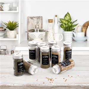 Tebery 30 Pack Round Spice Bottles Jars with Silver Lids, 3oz Empty Glass Spice Containers Shakers Complete Organizer Set Includes Shaker Lids, Wide Funnel, Labels and Cleaning Brush