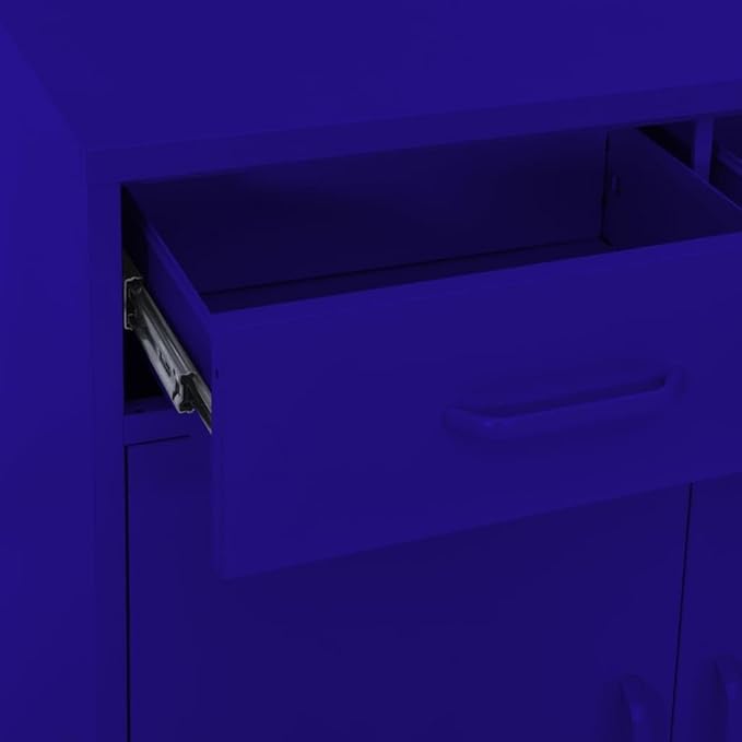 Navy Blue Steel Storage Cabinet with 79.3 Gallon Capacity, Adjustable Shelves and Sliding Doors for Home Office Organization, Modern Furniture for Living Room Storage