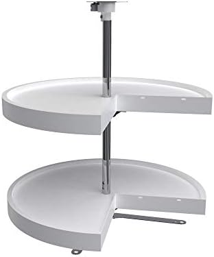 Rev-A-Shelf 2 Tier Pie-Cut Lazy Susan for Corner Base Cabinets, Plastic, 24" Double Shelf Swivel Kitchen Spice/Can Organizer, 24" W x 14" D x 26" H, White, 6942-24-11-52