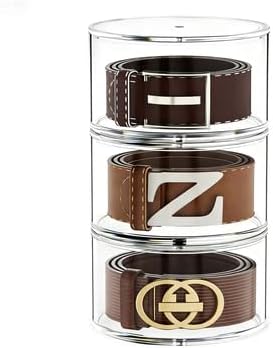 FEMELI Acrylic Belt Storage Organizer For Closet 3-Layer Stackable Belt Box | Clear Acrylic Belts Holder Organizers for Women Men Closet& Drawer,Watches Jewelry and Tie organizers and storage