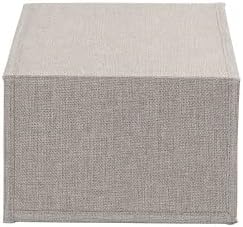 Household Essentials Small Drop Front Shoe Box with Clear Front Panel, Sturdy Poly‑Blended Linen, Gray Finish, Set of 2