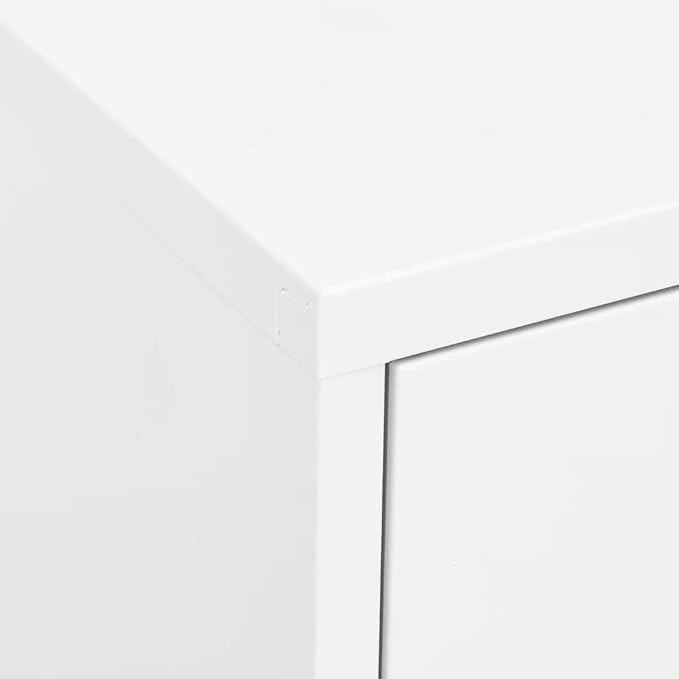 White Steel Storage Cabinet 31.5"x13.8"x40" with 3 Section Drawers, Heavy-Duty Organizer for DVDs, Multimedia Appliances, Books and Essential Items, Smooth Ballbearing