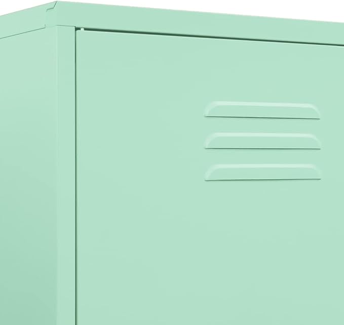 Metal Wardrobe Storage Cabinet,Employees Locker Wardrobe Industrial Steel Storage Cabinet with Hanging Rod, 4 Adjustable Shelves for Office, Garage, Home 35.4"x19.7"x70.9" Mint