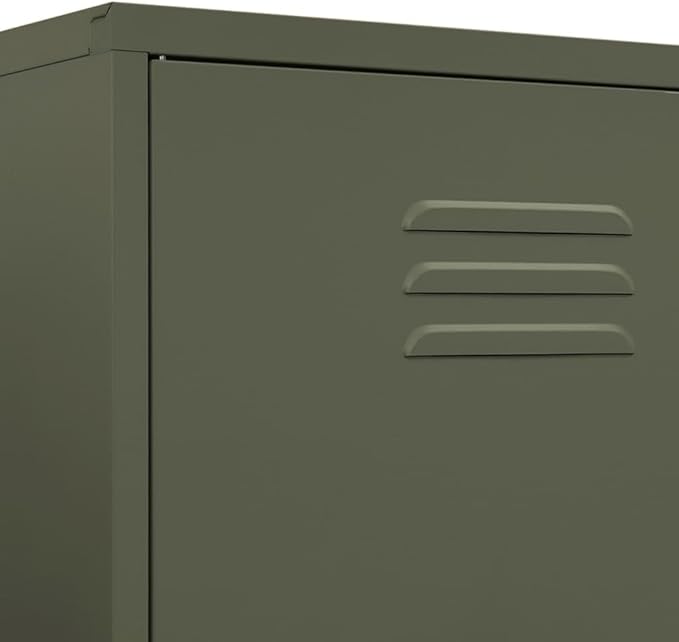 Metal Wardrobe Storage Cabinet,Employees Locker Wardrobe Industrial Steel Storage Cabinet with Hanging Rod, 4 Adjustable Shelves for Office, Garage, Home 35.4"x19.7"x70.9" Olive Green -AA