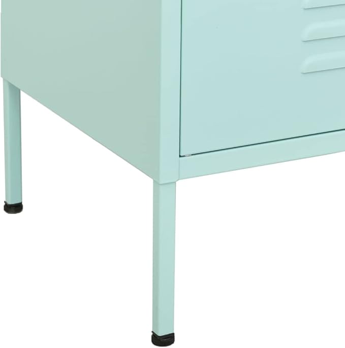 Mint Green Steel Storage Cabinet with Adjustable Shelves, 2 Drawers and Open Shelf for Office Living Room Organization, Modern Metal Furniture with Durable Structure and Easy