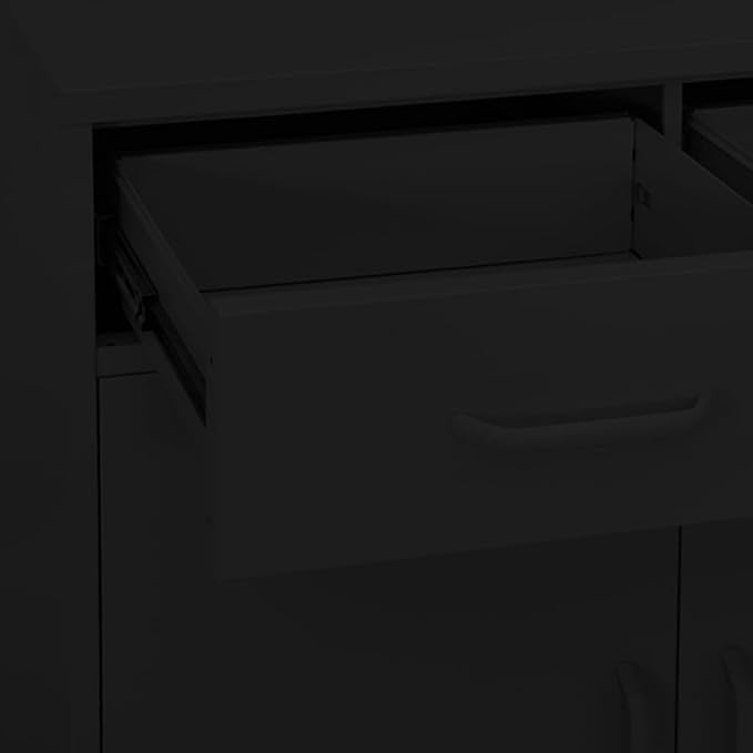 Black Steel Storage Cabinet with Medium Height-Adjustable Shelves for Home Office Organization, Modern Design Furniture with Sturdy Build and Wall Mounting Kit