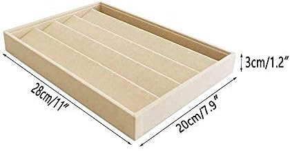 Premium Grade Beige Velvet Jewelry Organization Tray for Earrings Drawer Insert Stackable Closet Organizer