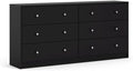 Furnifact Black Dresser for Bedroom – Modern 6 Drawer Dresser with Spacious Storage for Clothes and Essentials