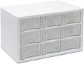Elegant Jewelry Cabinet with 9 Clear Drawers, Stylish Jewelry Armoire & Organizer for Makeup, Office Supplies, Desk Storage - Chic White Design for Home & Office