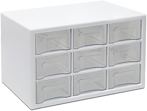 Elegant Jewelry Cabinet with 9 Clear Drawers, Stylish Jewelry Armoire & Organizer for Makeup, Office Supplies, Desk Storage - Chic White Design for Home & Office