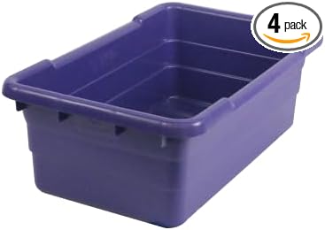 ULTRASOURCE Food Approved Bus Totes/Meat Lug (4 Totes and 4 Frosted Lids, Purple)