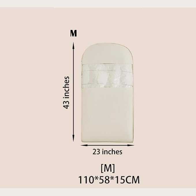 Space Saving Hanging Garment Bag with Compression Zipper. | For Closet Storage, Garment Bag for Coats and Down Jackets.(Beige,M)