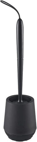 Toilet Brush Solid Color Silicone Toilet Brush Long Handle No Dead Corners Home Floor-Standing Cleaning Brushes Bathroom Accessories Bathroom Toilet Brush Holder (White) (Black)