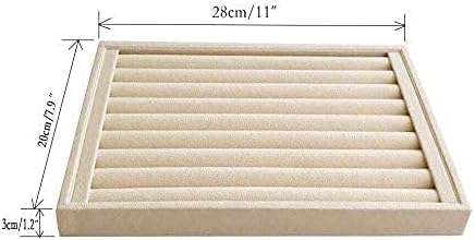 Premium Grade Beige Velvet Jewelry Organization Tray for Rings Drawer Insert Divider Closet Organizer