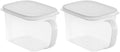 Cabilock 2-Pack Food Storage Containers with Handles Clear Plastic Fresh Box 5X5X5 Inches for Kitchen Organization Flour and Sugar Storage