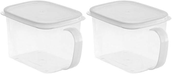Cabilock 2-Pack Food Storage Containers with Handles Clear Plastic Fresh Box 5X5X5 Inches for Kitchen Organization Flour and Sugar Storage