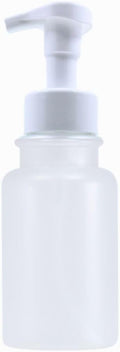 14 oz Plastic Foaming Soap Bottle Dispenser (Clear/White) | frosted finish, wide opening, easy refills, for foam soap, thick plastic