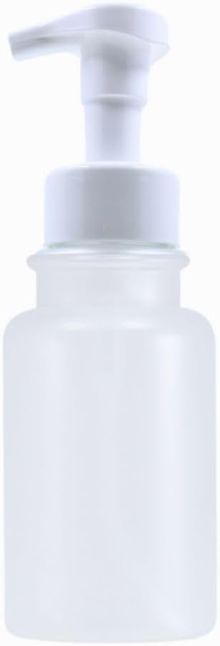 14 oz Plastic Foaming Soap Bottle Dispenser (Clear/White) | frosted finish, wide opening, easy refills, for foam soap, thick plastic