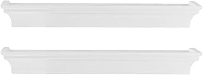 MELANNCO Arlington Floating Wall Shelves for Bedroom, Living Room, Nursery, Set of 2,14-Inch, White