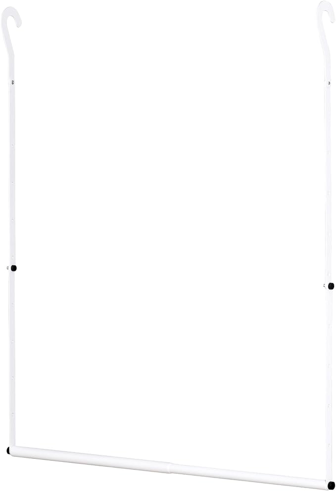Hanging Closet Rod, Hanging Clothes Organizer, Adjustable, 1 Pack | Metal, White, Heavy Duty, Space-Saving