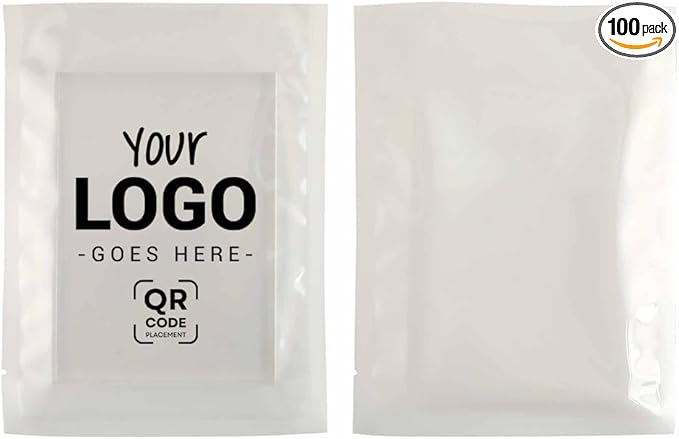 100PCS Customized Vacuum Seal Packaging Bags,Heat Seal Clear Food Storage Bags,Freezable/Microwaveable/Boilable (White, 20 * 30CM/7.9"*11.8"-100PCS-One Color Print)
