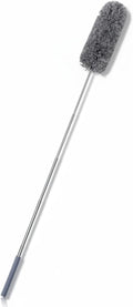 Tanlade 1 Pcs Microfiber Feather Duster for Cleaning, Extendable 13-31 Inch Ceiling Fan Duster with Bendable Head, Washable Tools for Ceiling Fans, Furniture, Car, Cobwebs (Gray)